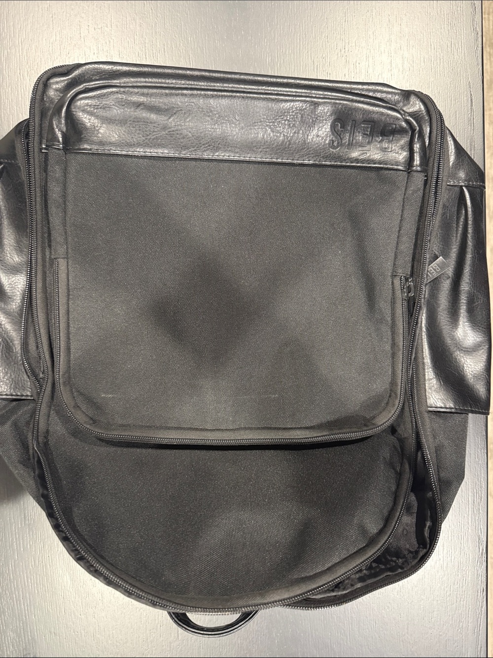 BEIS Black Backpack with Faux-Leather Trim